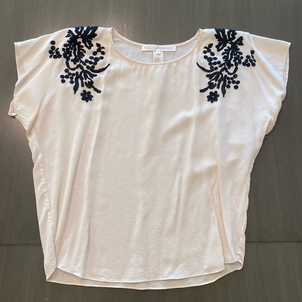 ULLA JOHNSON Silk Floral Embroidered Blouse - Picture 2 of 6